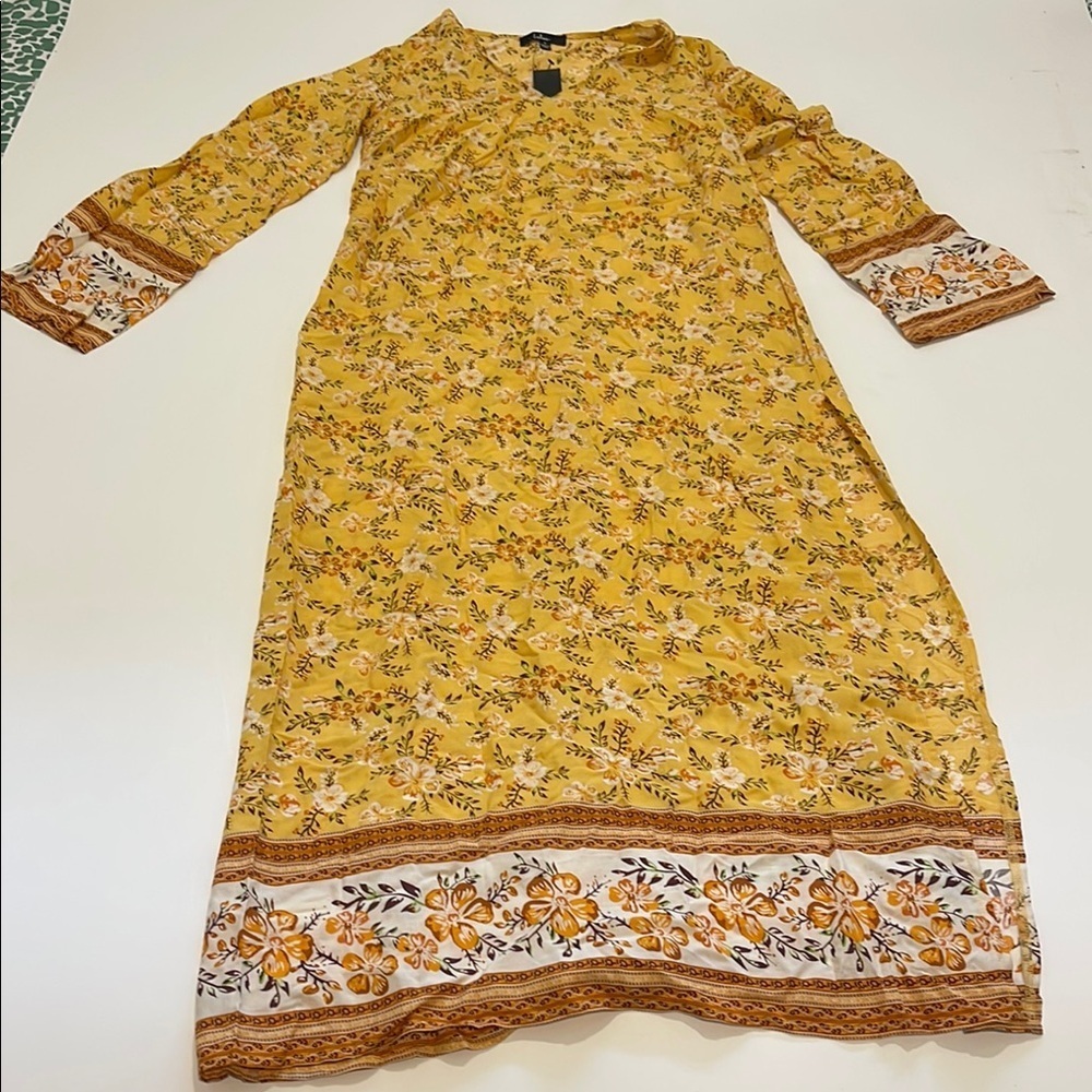 Lulus Fond Memories Yellow Floral Print Long Sleeve Maxi Dress - Picture 4 of 10